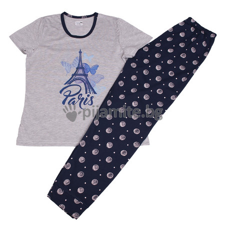 Дамски пижами Пижами с къс ръкав Дамска пижама къс ръкав, дълъг панталон, Париж 155